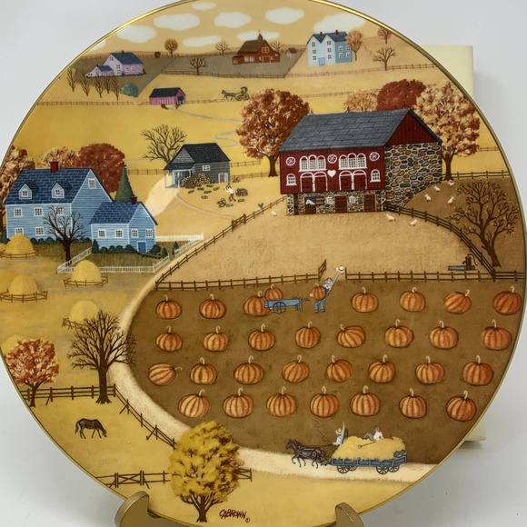 Vtg Marked ROYAL DOULTON 1978 Limited Edition Pumpkin Patch Plate CR BROWN #2639 - Picture 9 of 11